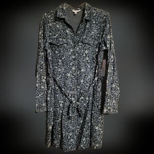 Floral Button-Up Dress with Belt